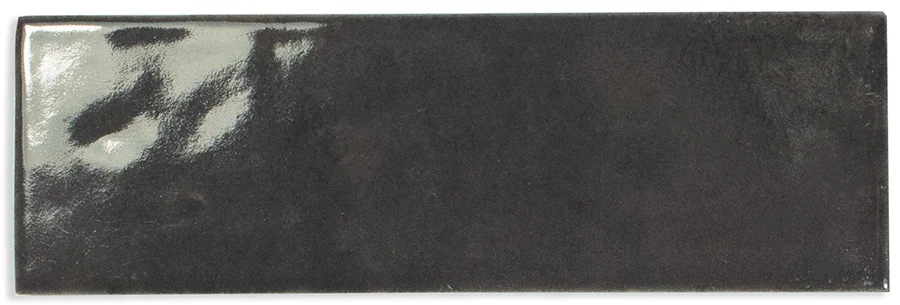 Rectangular bejmat terracotta tile glazed in near-black charcoal