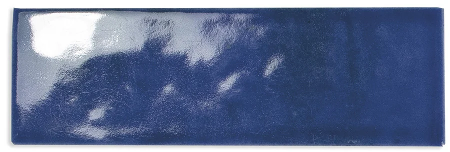 Rectangular bejmat terracotta tile glazed in deep cobalt blue
