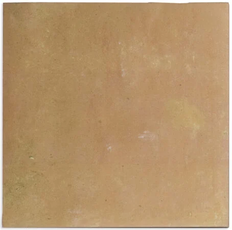 Square unglazed bejmat terracotta tile fired to a warm ochre tone
