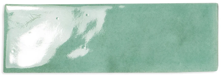 Rectangular bejmat terracotta tile glazed in soft turquoise