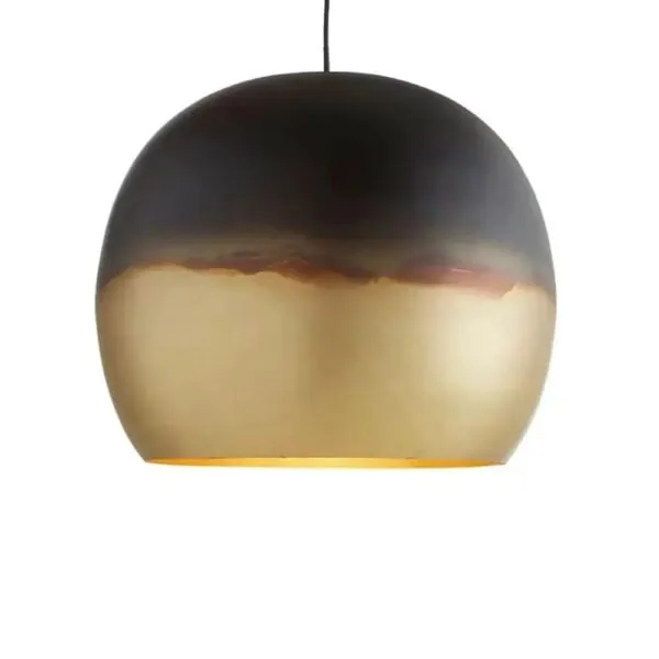 Black & Gold Globe Pendant - Two-tone spun globe, black to polished brass.