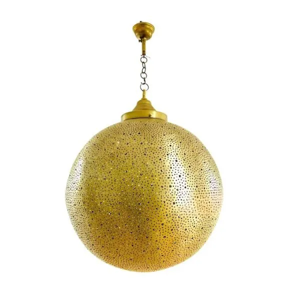 Engraved Globe Pendant - Spherical silhouette, hand-engraved from base to crown.