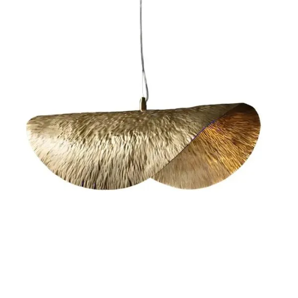 Organic Leaf Pendant - Hammered brass folded into a single sculptural curve.