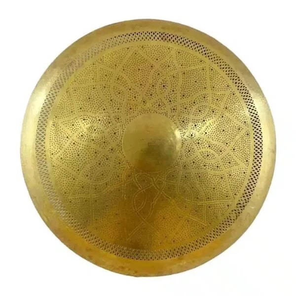 Mandala Wall Light - Dense radial pattern, pierced through a full disc of brass.