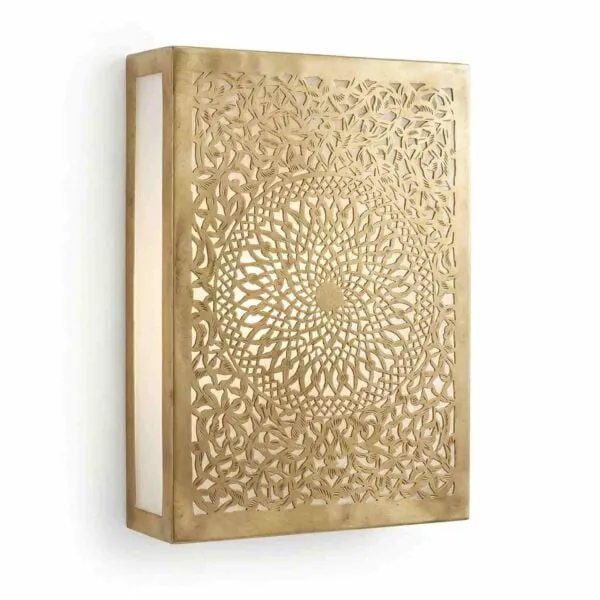 Mandala Wall Panel - Rectangular panel, dense floral mandala pierced through.