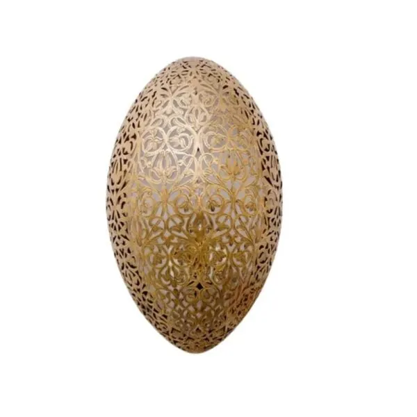 Oval Wall Light - Egg-shaped silhouette, engraved brass shell.