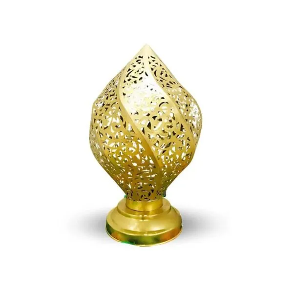 Engraved Teardrop Lamp - Hand-engraved brass, narrowing to a fine point.