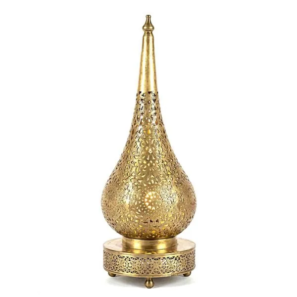Teardrop Table Lamp - Tall teardrop silhouette, fine pierced pattern.