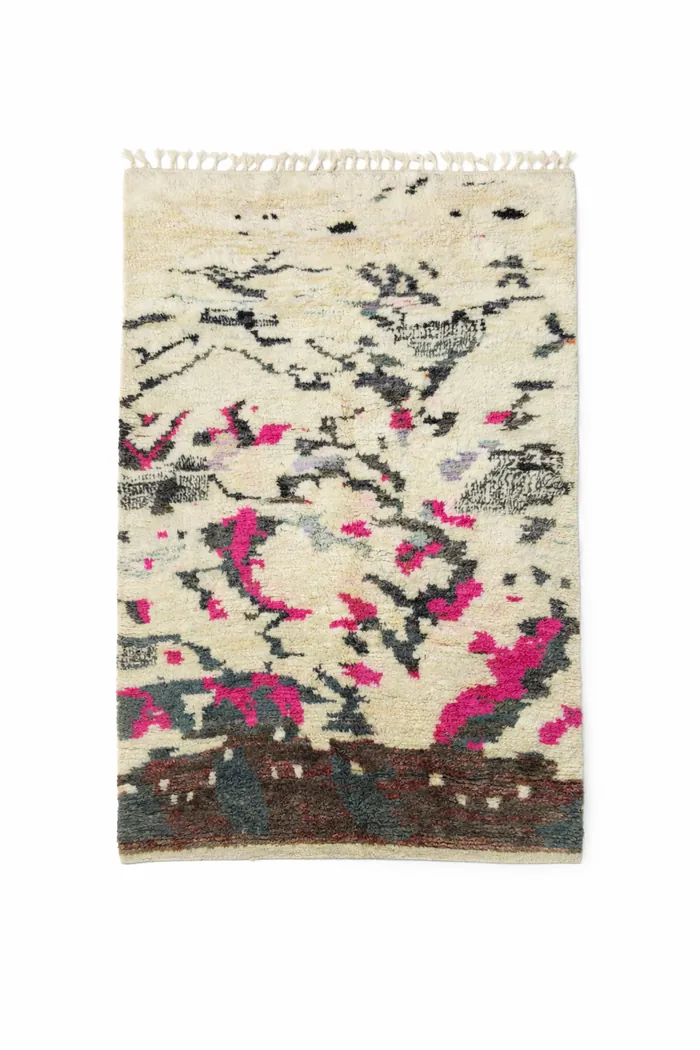 Custom-Dyed Abstract, Painted - A looser painterly splash in pink, black and cream.