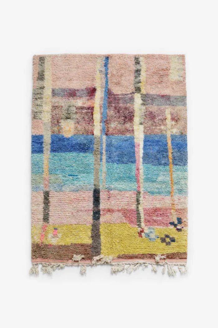 Custom-Dyed Abstract, Striped Bright - Vertical stripes in a brighter multicolour palette.