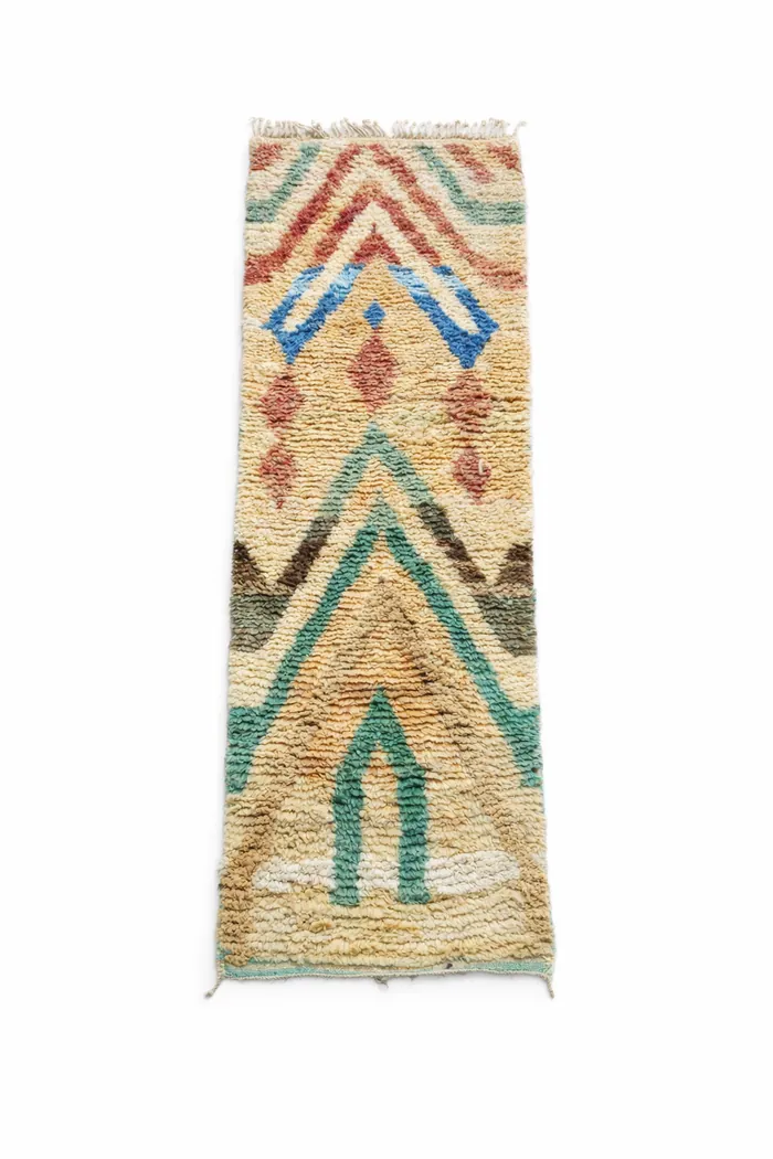 Multicolour Chevron Runner - Narrow format, a stepped chevron in warm multicolour.