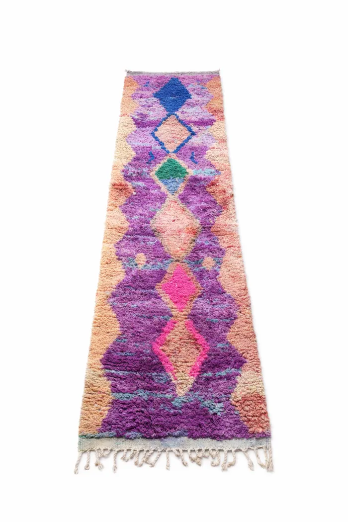 Purple Diamond Runner - Narrow format, a diamond lattice dyed deep purple.