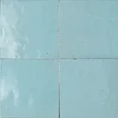 Handmade zellige tile swatch in Sky Aqua, reference 1064