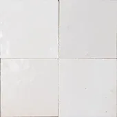 Handmade zellige tile swatch in Pure White, reference 1066