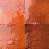 Handmade zellige tile swatch in Burnt Orange, reference 1080