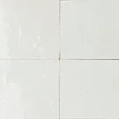 Handmade zellige tile swatch in Salt White, reference 1085
