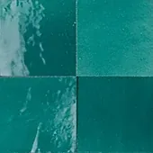 Handmade zellige tile swatch in Emerald Teal, reference 1090