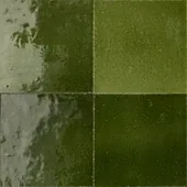 Handmade zellige tile swatch in Dark Olive, reference 1125